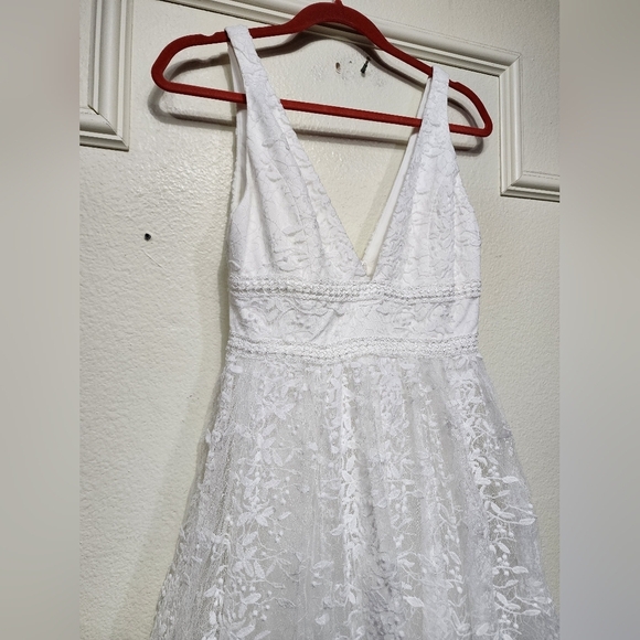 Lulus Sweetest Beloved White Mesh Embroidered Sleeveless Maxi Dress S Wedding - Picture 7 of 12